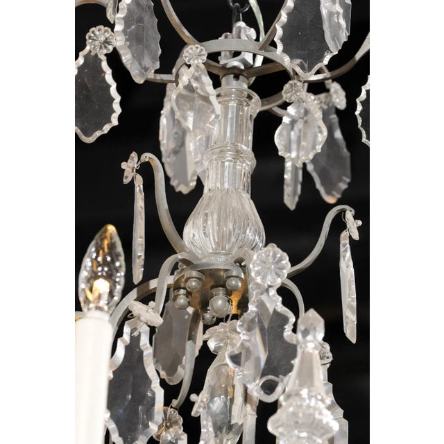 Metal 19th Century French Six-Light Crystal Chandelier with Silvered Iron Armature For Sale - Image 7 of 12