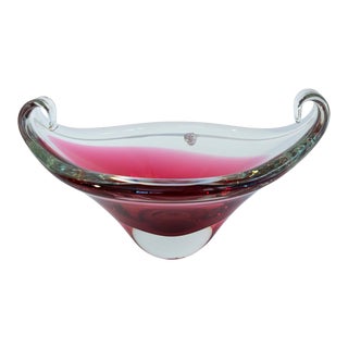 Mid-Century Plum Pink Swedish Glass Centerpiece, Attributed to Sea Glasbruk For Sale
