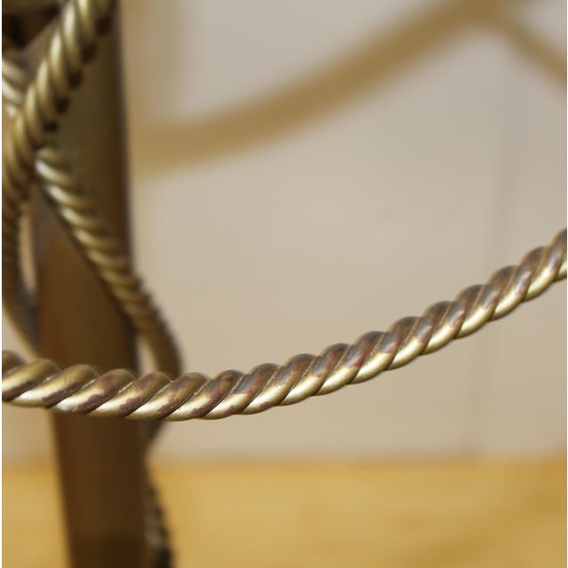 1970s Gold Metal Rope & Tassels Coat Rack, Tall Regency Style For Sale - Image 4 of 6