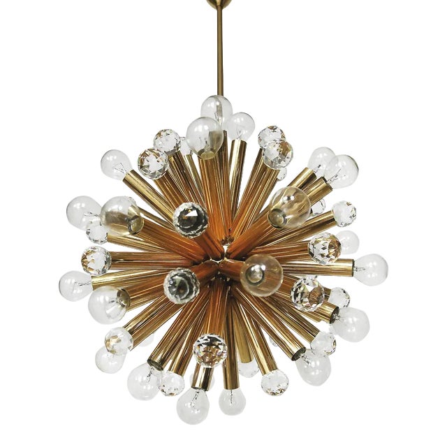 Gilt Brass Pendant Lamp with Swarovski Balls from Ernst Palme, 1960s For Sale