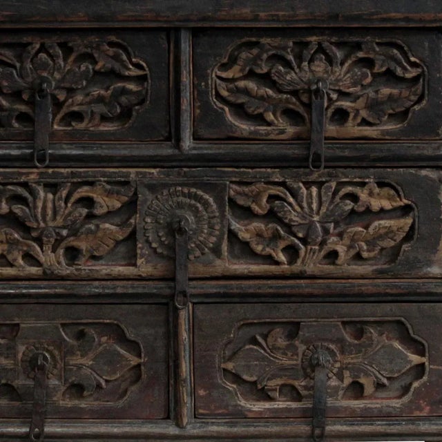 Antique Five-Drawer Shaanxi Carved Coffer For Sale - Image 6 of 8