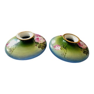 Antique O & Eg Royal Austria La France Hand-Painted Squat Vases – Set of 2 For Sale