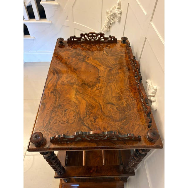 Antique Victorian Burr Walnut Canterbury Magazine Rack, 1860 For Sale - Image 6 of 13