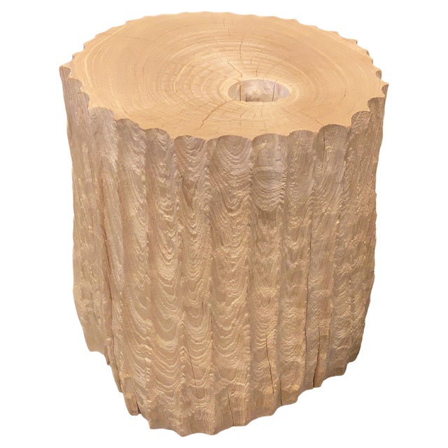 Beautiful hand carved minimalist bleached teak wood side table. The bottom extends to 14” diameter whilst the top is 11”...