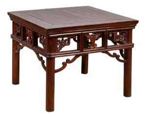 Chinese Antique Side Table with Open Fretwork Design and Dark Wood Patina