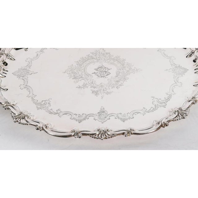 Antique Victorian Oval Silver Plated Tray by Thomas Bradbury & Sons, 19th Century For Sale - Image 9 of 18