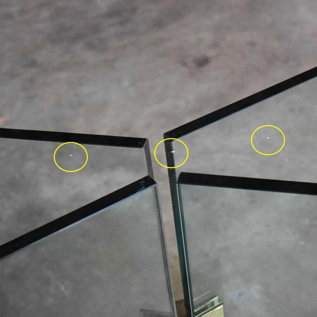 All Glass Dining Table With Brass Plated Connector Attributed to the Pace Collection For Sale - Image 12 of 13