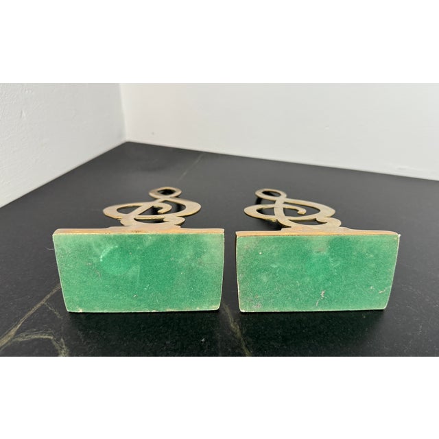 Vintage Solid Brass Musical Clef Bookends - a Pair For Sale In Portland, ME - Image 6 of 6