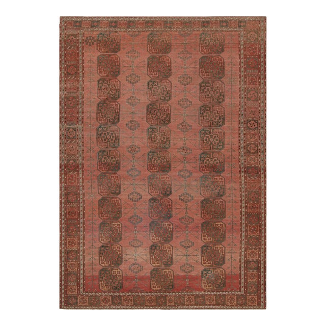 Vintage Ersari Rug in Red With Geometric Medallions, From Rug & Kilim For Sale
