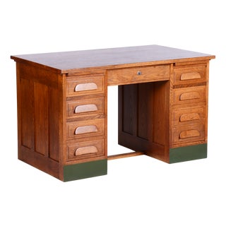 Art Deco Writing Desk in Oak and Marmoleum, Czechia, 1930s For Sale
