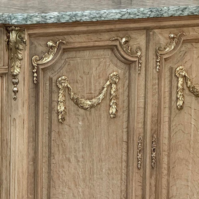 19th Century Louis XVI Stripped Oak and Ormolu Marble Top Buffet For Sale - Image 12 of 18