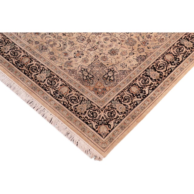 Shabby Chic Medallion 1990's Pak-Persian Taupe/Black Wool Rug - 8'0'' X 10'0'' For Sale - Image 3 of 9