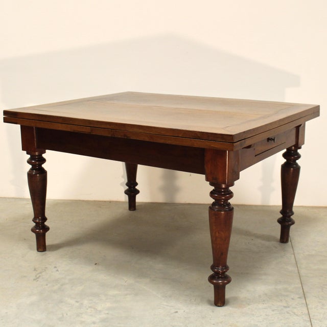Italian Extendable Walnut Table, 19th Century For Sale - Image 11 of 11