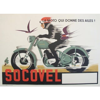 1940s Belgian Art Deco Motorcycle Poster For Sale