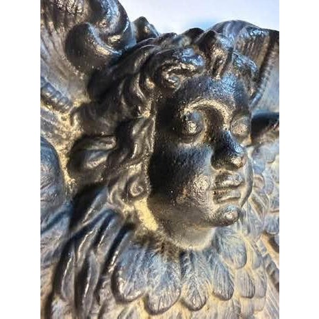 Victorian Antique Cast Iron- Cherub Wall Plaque For Sale - Image 3 of 7