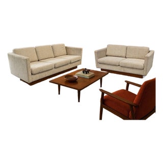 Vintage Danish Modern Teak Sofa & Loveseat W/Original Upholstery - Set of 2 For Sale
