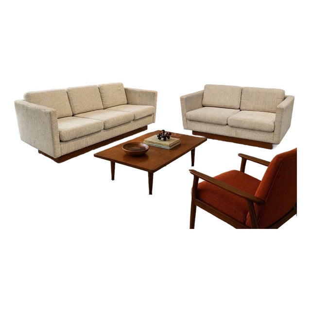 Vintage Danish Modern Teak Sofa & Loveseat W/Original Upholstery - Set of 2 For Sale