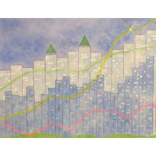 "Stock Market Landscape" Contemporary Original Abstract Painting by Deb Bossert For Sale