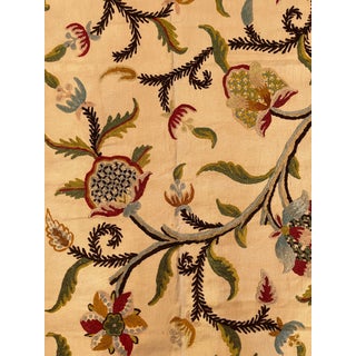 Antique Crewel Work Floral Design Textile For Sale