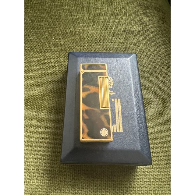 Vintage Dunhill Gold Plated Rare Cognac Marble Lacquer Lighter Original Case For Sale - Image 18 of 18