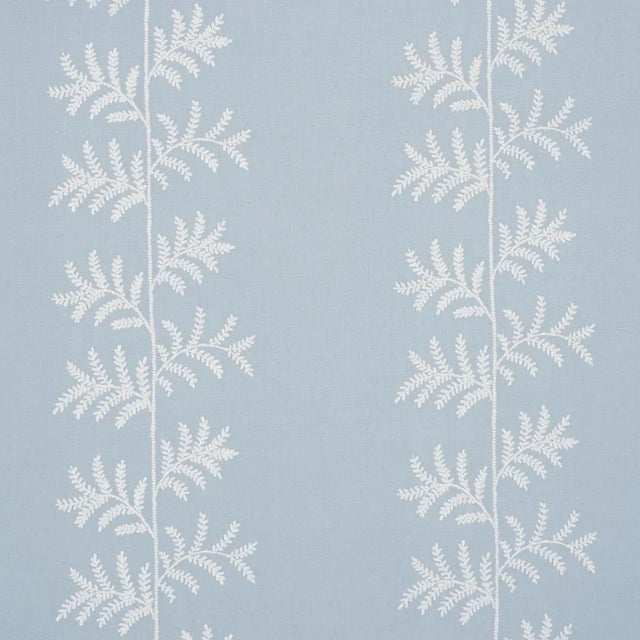 Schumacher Eloise Embroidery Wallpaper In Sky For Sale
