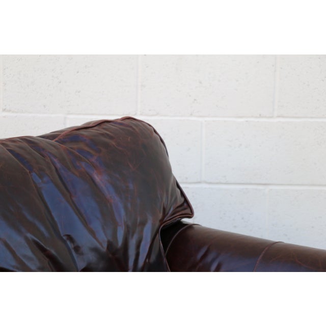 Old Hickory Furniture Co. Vintage Old Hickory Tannery Brown Leather Chaise Lounge Chair, Feather Cushions For Sale - Image 4 of 18