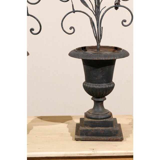 19th Century Whimsical Italian Black Metal Urn Prickets - A Pair For Sale - Image 9 of 9