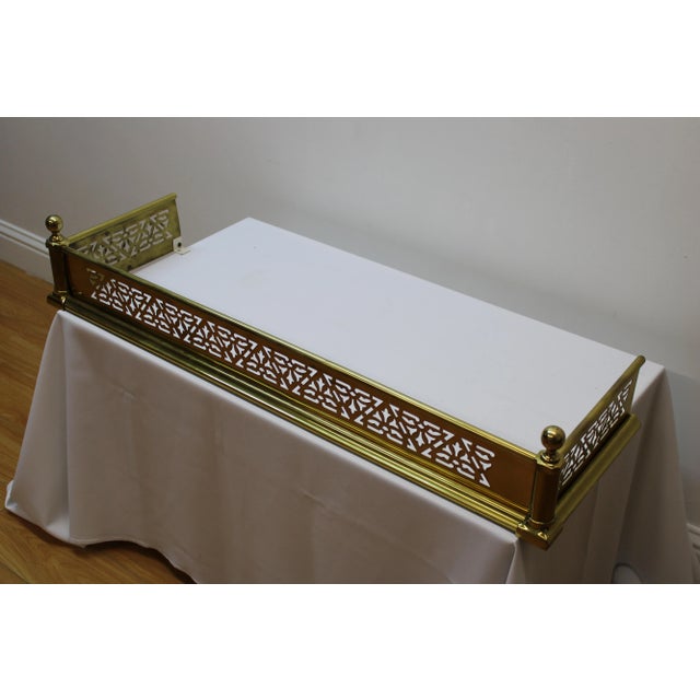 Brass Reticulated Fireplace Fender For Sale - Image 4 of 5