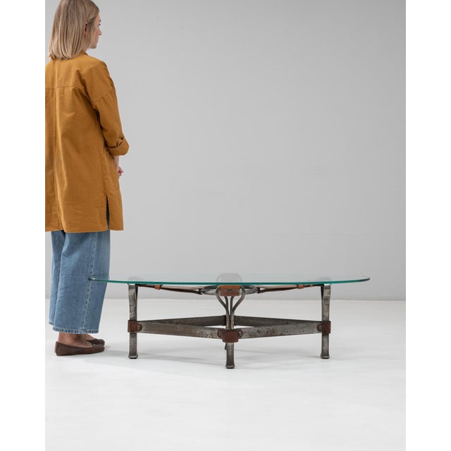 1950s French Brutalist Glass Coffee Table By Jacques Adnet For Sale - Image 17 of 18