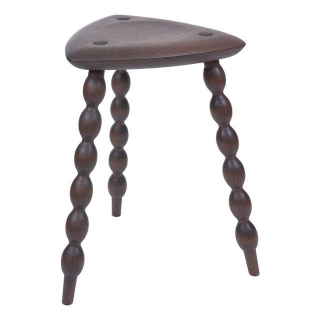 Walnut Tripod Stool With Turned Bobbin Legs. Designed and Crafted by Val Khvan. For Sale