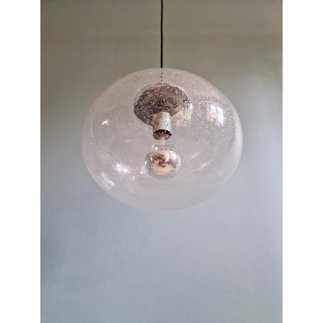 Space Age Pendant Light in Clear Bubbled Glass, 1960s-1970s For Sale - Image 3 of 13