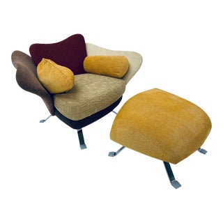 Giorgio Saporiti for Il Loft Flower Chair and Ottoman For Sale