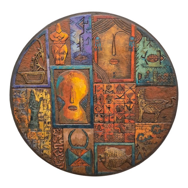 Artist Dr. Eyad Al Masri, Painting Over Carved Wood, Untitled For Sale