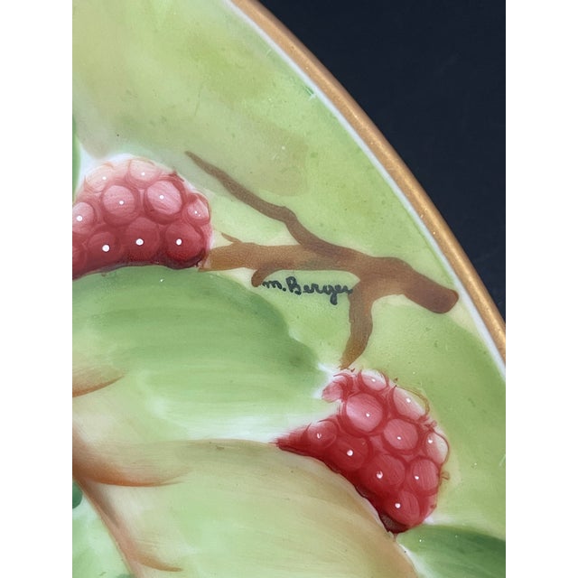 Antique Haviland Limoges Hand Painted Raspberry Cabinet Plate For Sale - Image 9 of 11