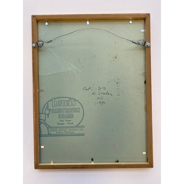 Postmodern 1980s Postmodern Abstract Painting on Board in Gold Leaf Frame For Sale - Image 3 of 6