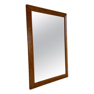 Vintage Oak and Crystal Glass Wall Mirror, Sweden, 1960s For Sale