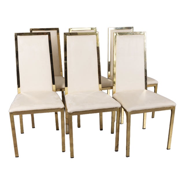 Vintage Chairs in Gold Brass by Renato Zevi, 1970s, Set of 6 For Sale