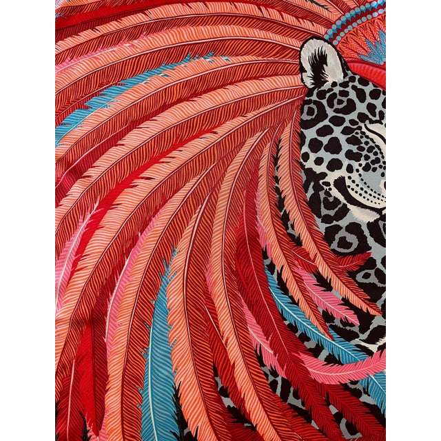 HERMES JAGUAR QUETZAL 2021 by Alice Shirley This silk scarf depicts a jaguar sleeping amidst lush, abundant nature. The...