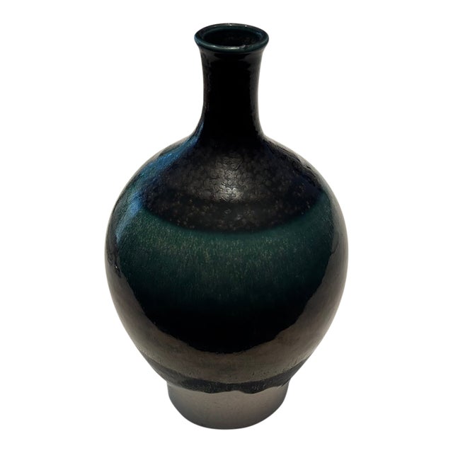 Artisan-Signed Mid-Century Arita Toketsu Kiln Sculptural Crystalline Vase For Sale
