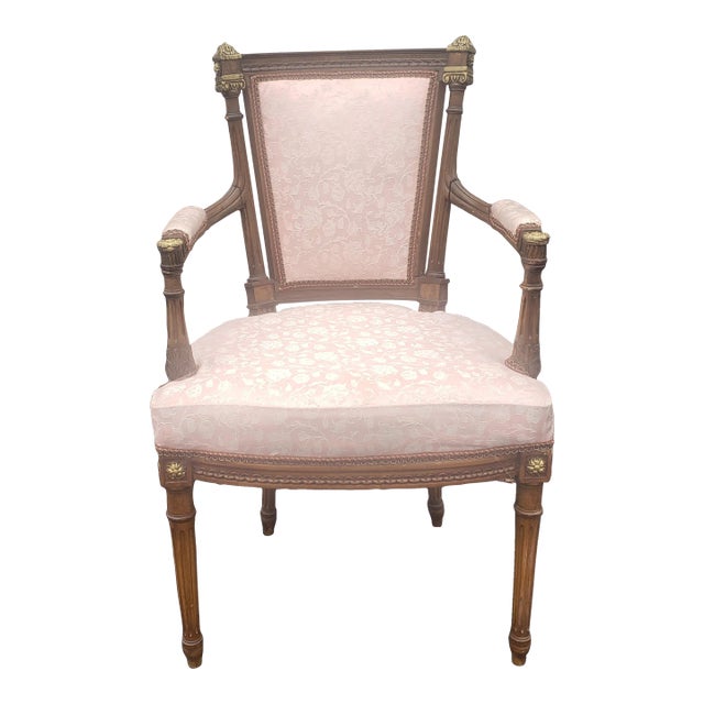 Early 20th Century Louis XV Mahogany and Giltwood Upholstered Armchair For Sale