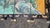 Signed Ten Horses Vintage Chinese Four Panel Screen Gold & Turquoise Shi Jun Tu For Sale - Image 13 of 15