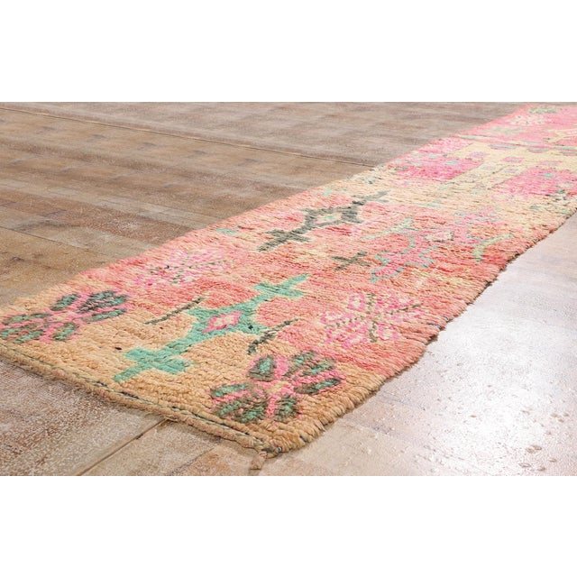 Pink Vintage Boujad Moroccan Rug, 02'06 X 11'10 For Sale - Image 8 of 10