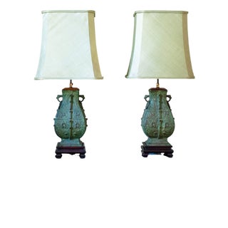 Decorated Bronze Lamps, 1960s, Set of 2 For Sale