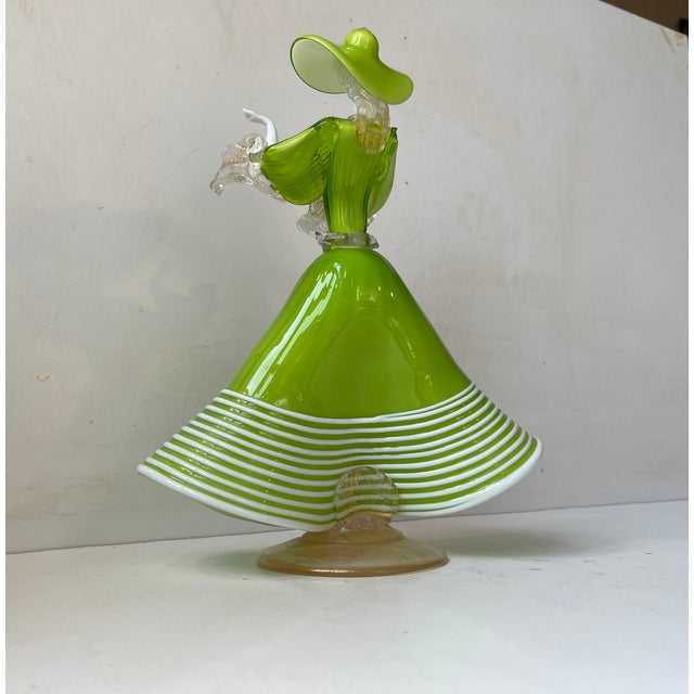 Vintage Kelly Green Venetian Murano Glass Dancers by Franco Toffolo, 1960s, Set of 2 For Sale - Image 11 of 17