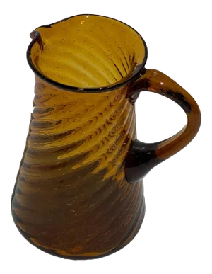 Vintage Amber Twisted Ribbed Glass Pitcher