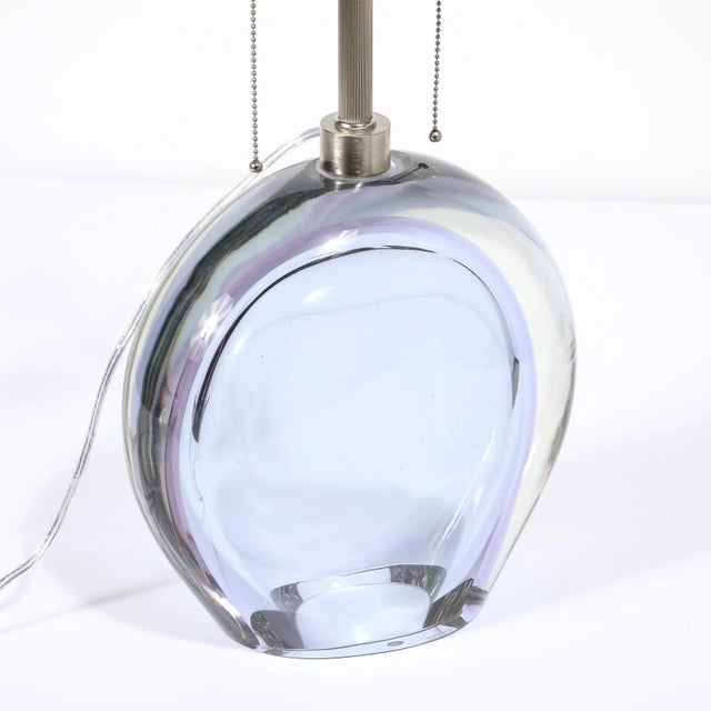 Pair of Modernist Hand-Blown Murano Pale Lavender Glass & Nickel Table Lamps For Sale - Image 12 of 12