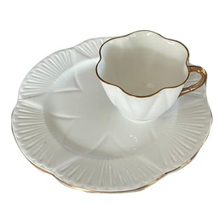 Vintage Shelley "Regency" Pattern Teacup and Dessert Plate For Sale