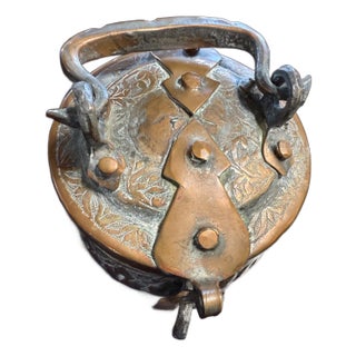 Vintage Copper, Silver Toned Decorative Container Chapati Box Antique For Sale