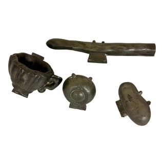 1950s Pewter Molds, Cup, Daisy, Potato, Asparagus - 4 pcs For Sale