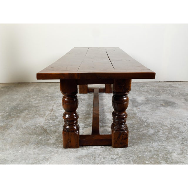 Wood English 19th Century Walnut Dining Table with Turned Legs and H-Form Stretcher For Sale - Image 7 of 11